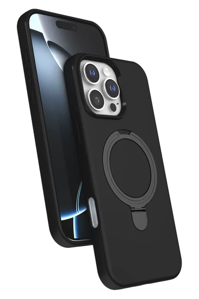 Newface Apple iPhone 16 Pro Max Regal Magsafe Standlı Kapak - Siyah ürün görseli 1