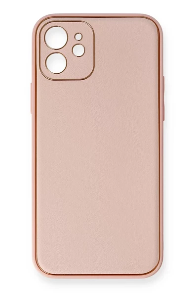 Newface Apple iPhone 12 Kılıf Coco Deri Silikon Kapak - Pembe ürün görseli 1