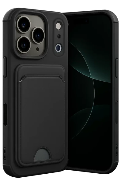 Newface Apple iPhone 17 Pro Kelvin Kartvizitli Silikon - Siyah ürün görseli 1