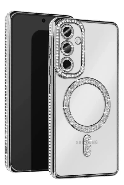Samsung Galaxy A56 Joke Simli Magneticsafe Kılıf - Gümüş
