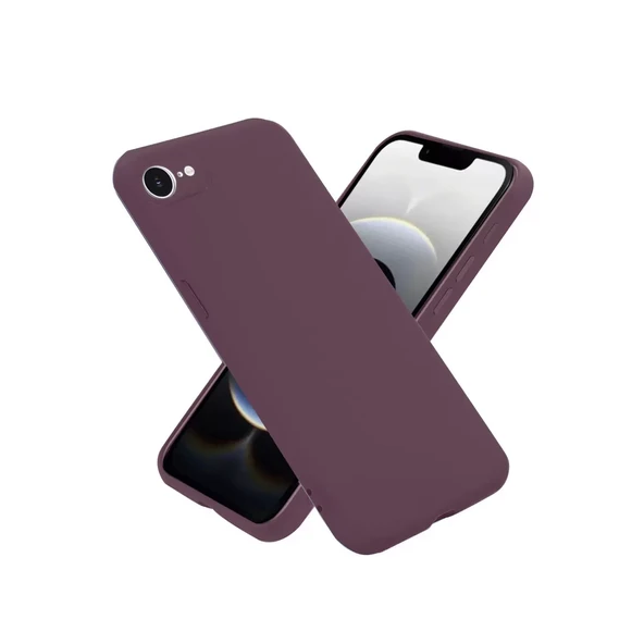 Newface Apple iPhone 16E Kılıf First Silikon - Mürdüm - Resim 3