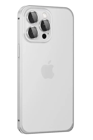 Joko Apple iPhone 15 Pro Max Metal Bumper Mat Kapak - Gümüş ürün görseli 1