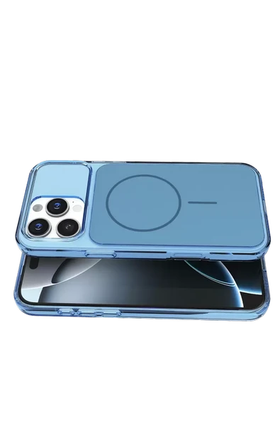 Joko Apple iPhone 16 Pro Max Bruma Magsafe Kapak - Mavi - Resim 3