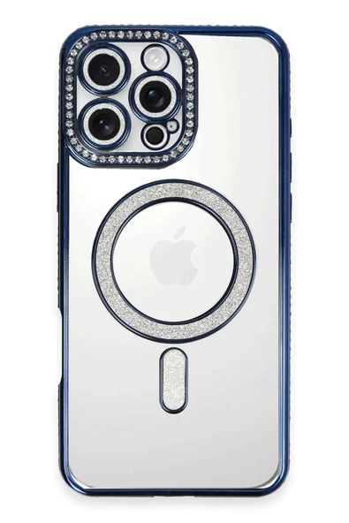 Newface Apple iPhone 16 Pro Max Kılıf Joke Simli Magneticsafe Kılıf - Lacivert ürün görseli 1