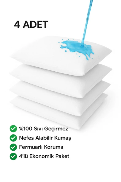 YASTIK ALEZİ SU GEÇİRMEZ SES YAPMAZ YASTIK ALEZ KILIFI 4 ADET ürün görseli 1