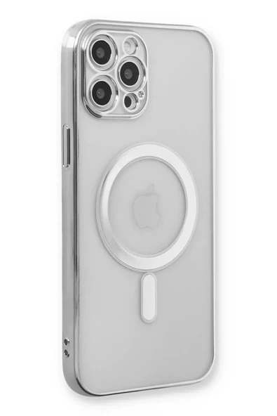 Newface Apple iPhone 12 Pro Kılıf Magneticsafe Lazer Silikon - Gümüş ürün görseli 1