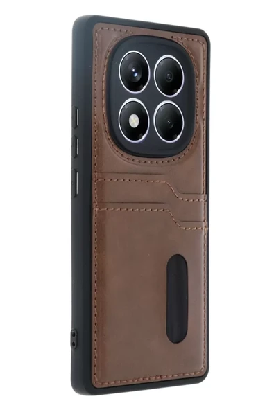 Newface Xiaomi Redmi Note 14 Pro 4G Kılıf Sara Kartvizitli Deri Kılıf - Taba ürün görseli 1
