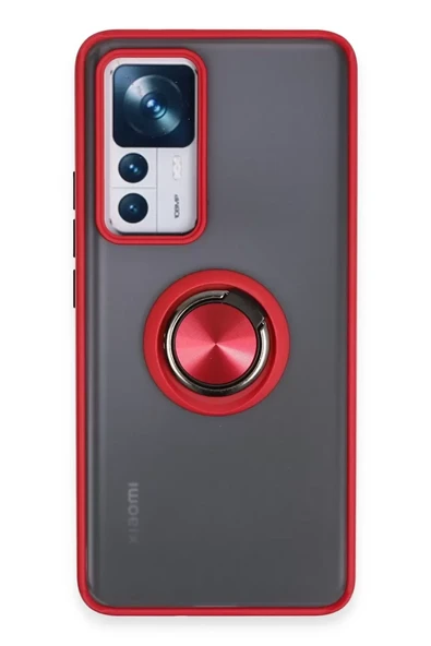 Newface Xiaomi Mi 12T Pro Kılıf Montreal Yüzüklü Silikon Kapak - Kırmızı ürün görseli 1