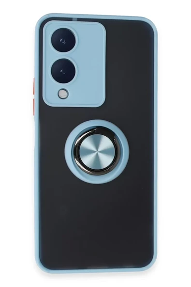 Newface Vivo Y17S Kılıf Montreal Yüzüklü Silikon Kapak - Buz Mavi ürün görseli 1