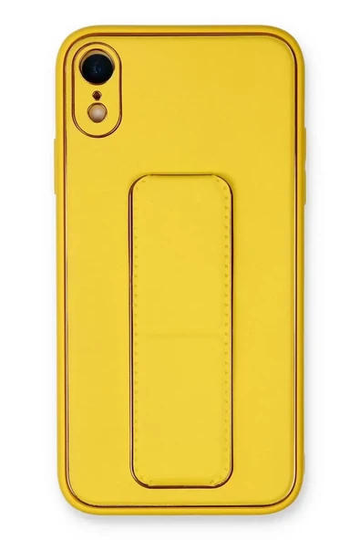 Newface Apple iPhone XR Kılıf Coco Deri Standlı Kapak - Sarı ürün görseli 1