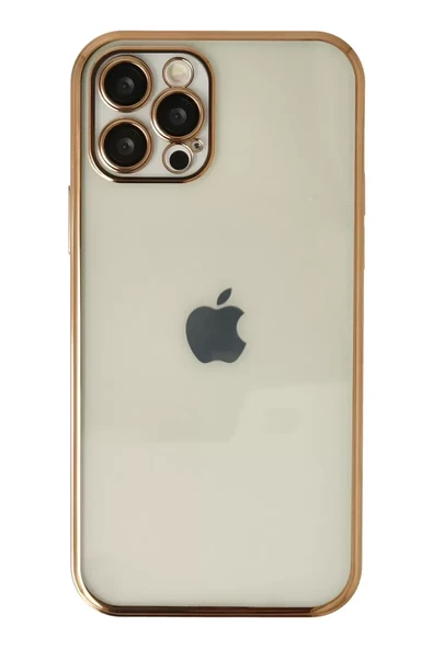 Newface Apple iPhone 12 Pro Kılıf Razer Lensli Silikon - Gold ürün görseli 1