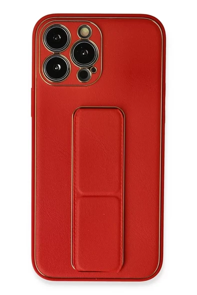 Newface Apple iPhone 13 Pro Kılıf Coco Deri Standlı Kapak - Kırmızı ürün görseli 1