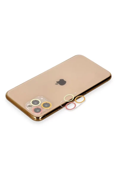 Newface Apple iPhone 11 Pro Renkli Kamera Lens Koruma Cam - Turuncu-Kırmızı ürün görseli 1