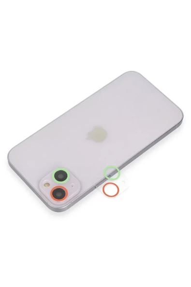 Newface Apple iPhone 13 Renkli Kamera Lens Koruma Cam - Yeşil-Pembe ürün görseli 1