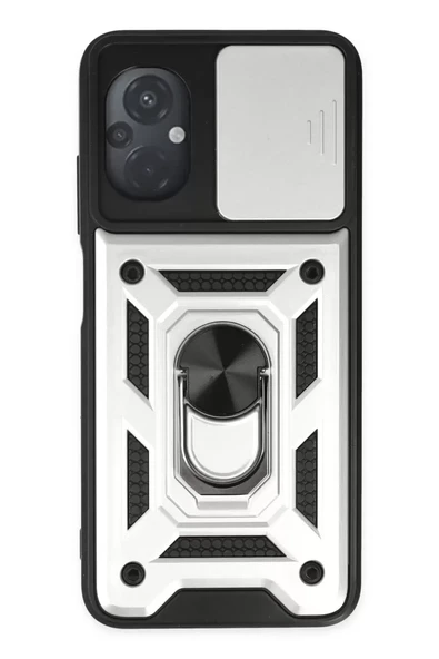 Newface Xiaomi Poco M5 Kılıf Pars Lens Yüzüklü Silikon - Gümüş ürün görseli 1