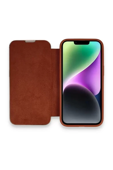 Newface Apple iPhone 13 Pro Max Kılıf Dolpin Kapaklı - Kahverengi ürün görseli 1