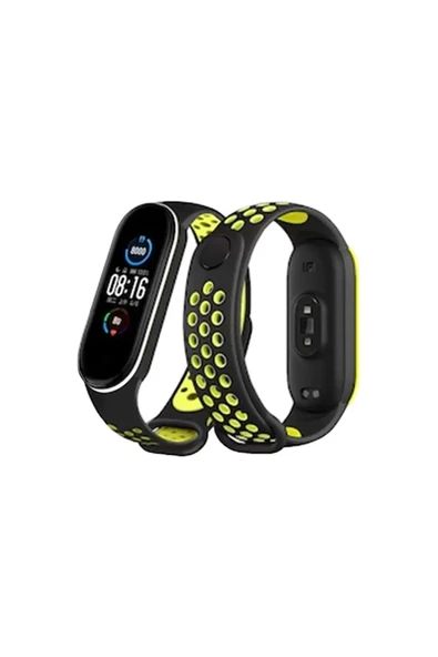Newface Xiaomi Mi Band 4 Spor Delikli Kordon - Siyah-Yeşil-Beyaz ürün görseli 1