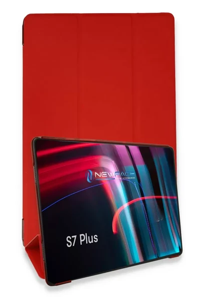 Newface Samsung Galaxy T970 Tab S7 Plus 12.4 Kılıf Tablet Smart Kılıf - Kırmızı ürün görseli 1
