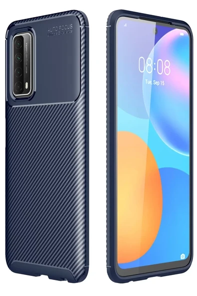 Newface Huawei P Smart 2021 Kılıf Auto Focus Karbon Kapak - Lacivert ürün görseli 1