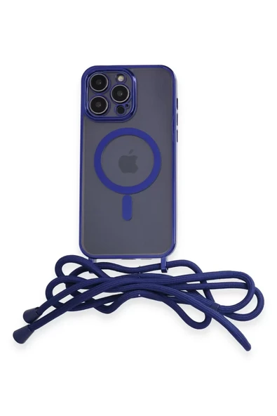 Newface Apple iPhone 12 Pro Max Kılıf Divo Lazer Askılı Magsafe Kapak - Mavi ürün görseli 1