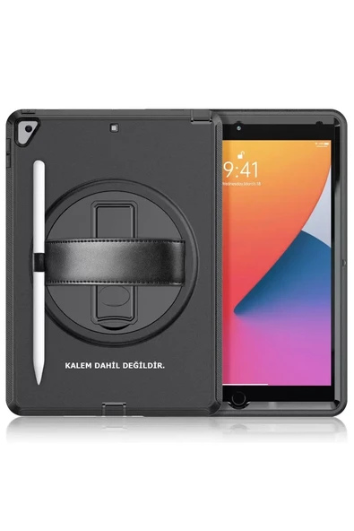 Newface Apple iPad 10.2 (7.nesil) Kılıf Hand Strap Tablet Kılıfı - Siyah ürün görseli 1