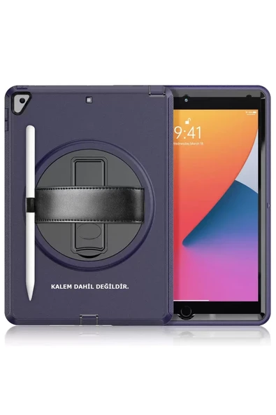 Newface Apple iPad 10.2 (7.nesil) Kılıf Hand Strap Tablet Kılıfı - Lacivert ürün görseli 1