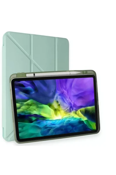 Newface Apple iPad Air 4 10.9 Kılıf Kalemlikli Mars Tablet Kılıfı - Açık Yeşil ürün görseli 1