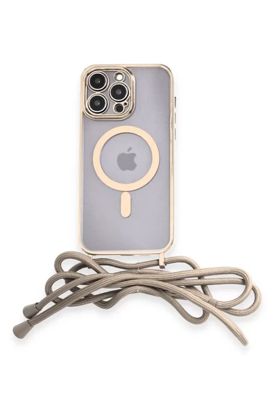 Newface Apple iPhone 12 Pro Kılıf Divo Lazer Askılı Magsafe Kapak - Gold ürün görseli 1