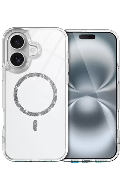 Newface Apple iPhone 16 Plus Live Diamond Magsafe Kapak - Şeffaf ürün görseli 1