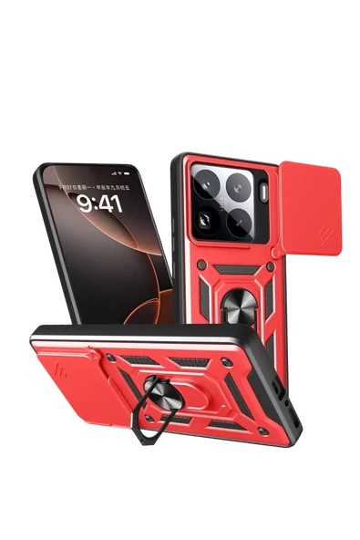 Newface Xiaomi Mi 15 Pro Kılıf Pars Lens Yüzüklü Silikon - Kırmızı ürün görseli 1