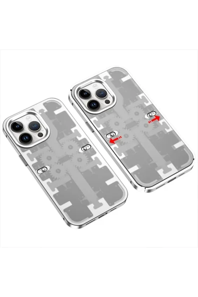 Newface Apple iPhone 13 Pro Max Kılıf Mekanik Bumper Kapak - Gümüş ürün görseli 1