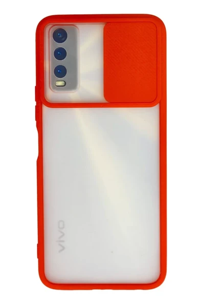 Newface Vivo Y11S Kılıf Palm Buzlu Kamera Sürgülü Silikon - Kırmızı ürün görseli 1