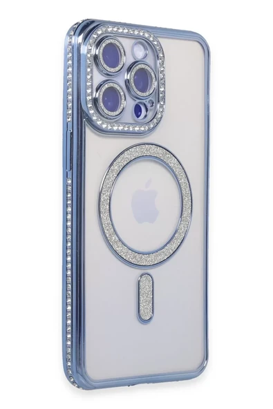 Newface Apple iPhone 15 Pro Kılıf Joke Simli Magneticsafe Kılıf - Mavi ürün görseli 1