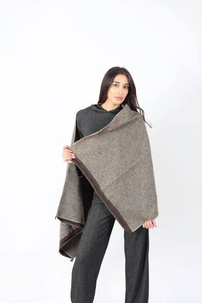 Şık Kullanım Pamuk Polyester Şal-GRİ - Resim 3