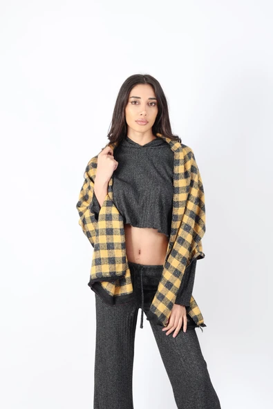 Şık Kullanım Pamuk Polyester Şal-SARI - Resim 2