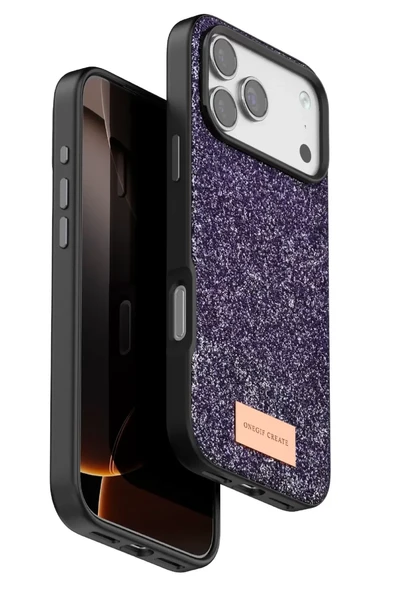 Onegif Apple iPhone 17 Pro Bright Simli Kapak - Derin Mor ürün görseli 1