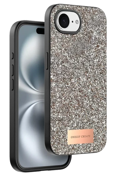 Onegif Apple iPhone 16E Bright Simli Kapak - Çöl Titanyum ürün görseli 1