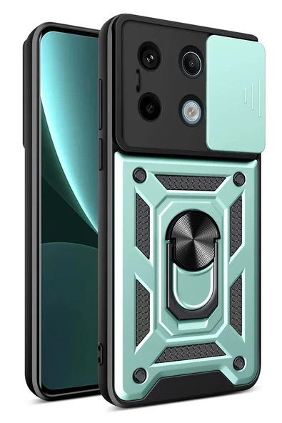 Newface Xiaomi Poco X6 Pro Kılıf Pars Lens Yüzüklü Silikon - Yeşil ürün görseli 1