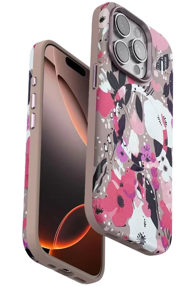 Onegif Apple iPhone 14 Pro Flower Series Magsafe Kapak - Pembe ürün görseli 1