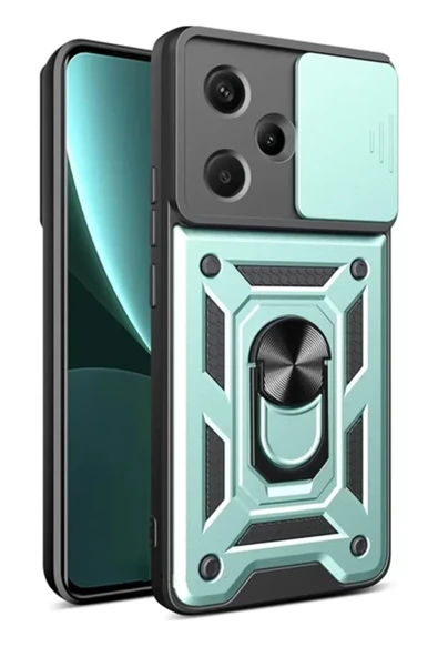 Newface Xiaomi Redmi Note 13 Pro Plus Kılıf Pars Lens Yüzüklü Silikon - Yeşil ürün görseli 1