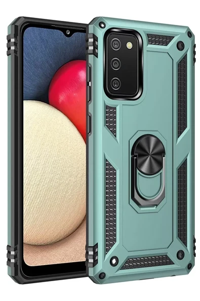 Newface Samsung Galaxy A02S Kılıf Sofya Yüzüklü Silikon Kapak - Yeşil ürün görseli 1