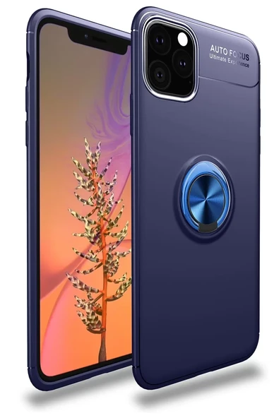 Newface Apple iPhone 11 Pro Kılıf Range Yüzüklü Silikon - Mavi ürün görseli 1