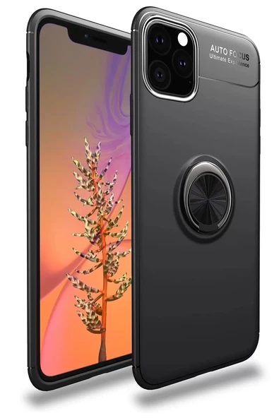 Newface Apple iPhone 11 Pro Max Kılıf Range Yüzüklü Silikon - Siyah ürün görseli 1