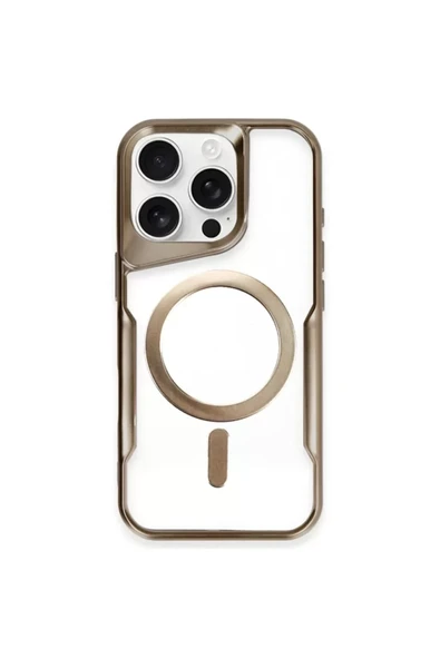 Newface Apple iPhone 14 Pro Kılıf Boyi Magsafe Silikon Kapak - Kahverengi ürün görseli 1