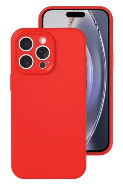 Newface Apple iPhone 16 Pro Kılıf Nano içi Kadife Silikon - Kırmızı ürün görseli 1