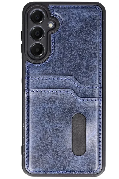 Newface Samsung Galaxy S24 FE Kılıf Sara Kartvizitli Deri Kılıf - Lacivert ürün görseli 1