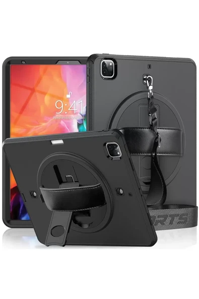 Newface Apple iPad Pro 12.9 (2021) Kılıf Strap-C Otterbox Tablet Kapak - Siyah ürün görseli 1