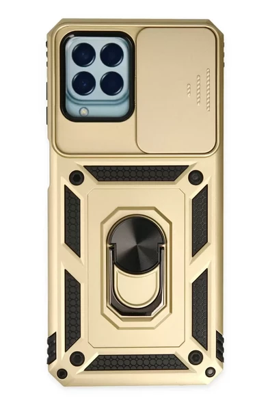 Newface Samsung Galaxy M33 Kılıf Pars Lens Yüzüklü Silikon - Gold ürün görseli 1