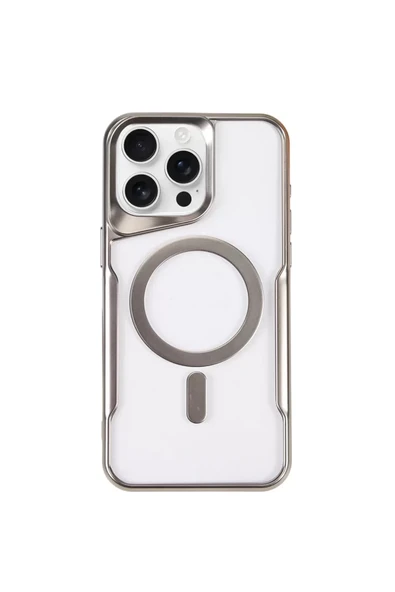 Newface Apple iPhone 11 Pro Max Kılıf Boyi Magsafe Silikon Kapak - Gümüş ürün görseli 1
