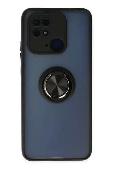 Newface Xiaomi Redmi 10C Kılıf Montreal Yüzüklü Silikon Kapak - Siyah ürün görseli 1